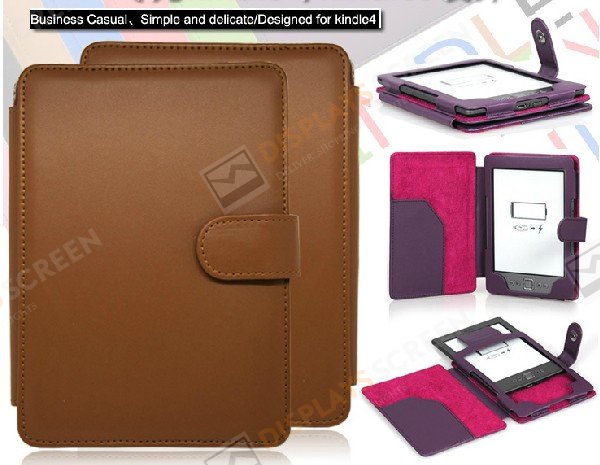 PU Leather Book Style Case Cover For Amazon Kindle 4/5