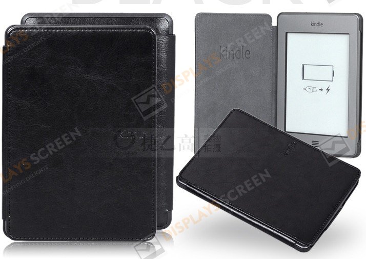 Black Red Leather Business Style Case Cover For Amazon Kindle Touch