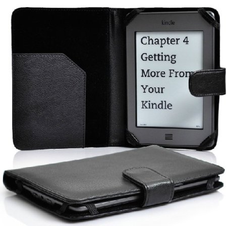 (image for) Black Leather Book Style Marware ATLAS Folio Case Cover For Amazon Kindle Touch